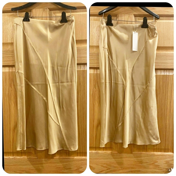 Vince Paneled Silk Satin Midi Skirt - Picture 4 of 11
